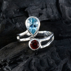 Multi Stone Toi et Moi Moroccan 925 Silver multicolor Gemstone Tiny Modern Ring Jewellery