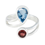 Multi Stone Toi et Moi Moroccan 925 Silver multicolor Gemstone Tiny Modern Ring Jewellery