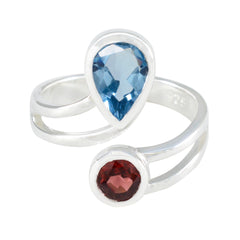 Multi Stone Toi et Moi Moroccan 925 Silver multicolor Gemstone Tiny Modern Ring Jewellery
