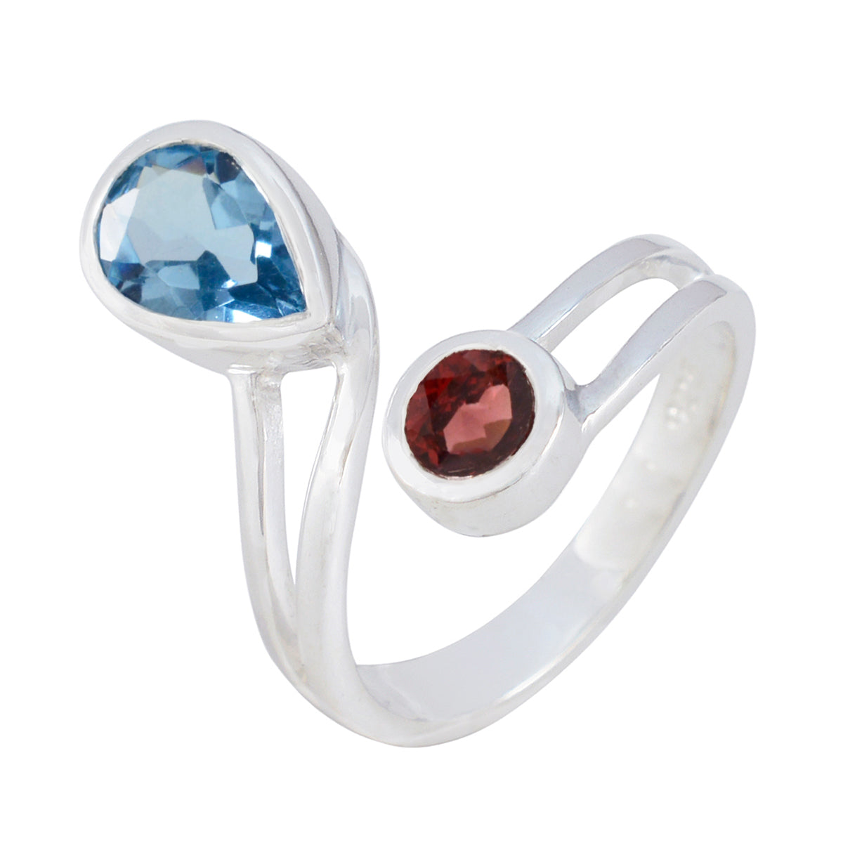 Multi Stone Toi et Moi Moroccan 925 Silver multicolor Gemstone Tiny Modern Ring Jewellery