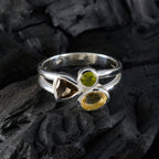 Multi Stone Trilogy Indian 925 Silver multicolor Gems Minimal Modern Ring Jewelry