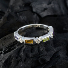 Multi Stone quarter Turkish Silver multicolor Gems Dainty Trendy Band Jewelry