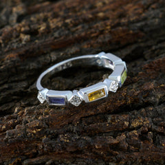 Multi Stone quarter Turkish Silver multicolor Gems Dainty Trendy Band Jewelry