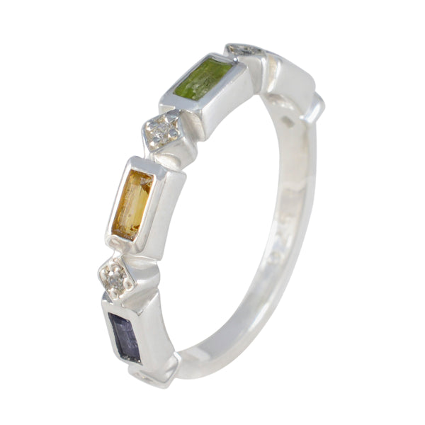 Multi Stone quarter Turkish Silver multicolor Gems Dainty Trendy Band Jewelry