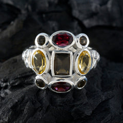 Multi Stone Navratna Russian 925 Sterling Silver multicolor Gemstones Classic Cocktail Ring Jewelry