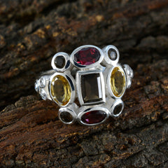 Multi Stone Navratna Russian 925 Sterling Silver multicolor Gemstones Classic Cocktail Ring Jewelry