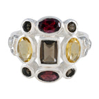 Multi Stone Navratna Russian 925 Sterling Silver multicolor Gemstones Classic Cocktail Ring Jewelry