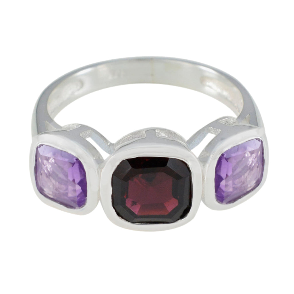 Multi Stone Trilogy African Sterling Silver multicolor Gemstones Slim Abstract Ring Jewellery