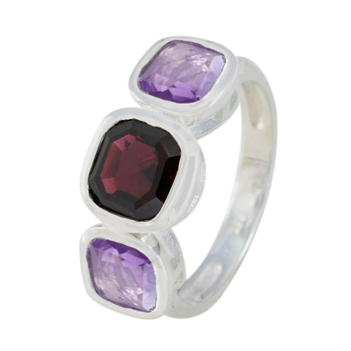 Bague fine et abstraite en argent sterling et pierres précieuses multicolores africaines Image secondaire du produit