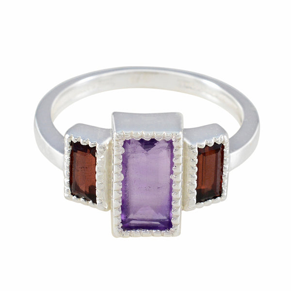 Multi Stone Trilogy African Sterling Silver multicolor Gemstones Featherlight Romantic Ring Jewelry