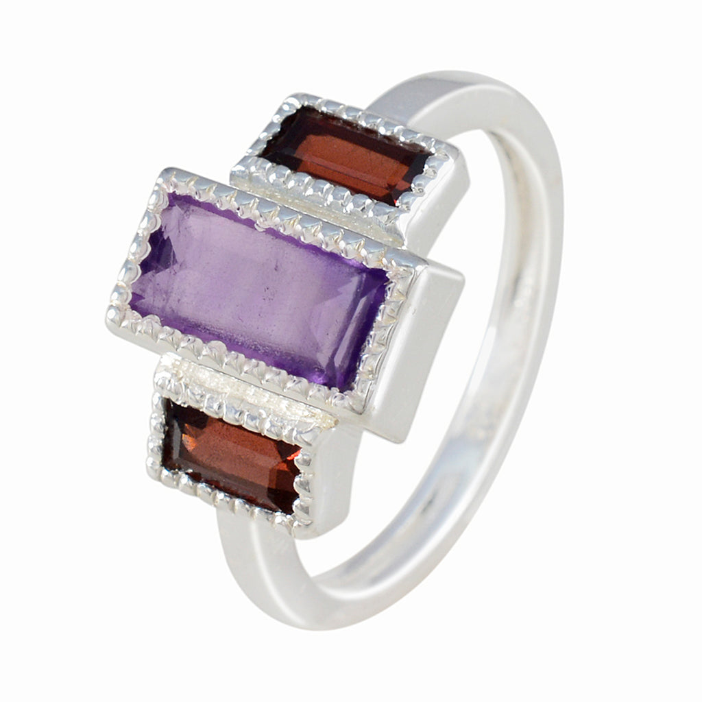 Multi Stone Trilogy African Sterling Silver multicolor Gemstones Featherlight Romantic Ring Jewelry