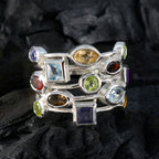Multi Stone multiple Moroccan 925 Silver multicolor Gems Eye catching Cocktail Ring Jewellery