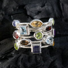 Multi Stone multiple Moroccan 925 Silver multicolor Gems Eye catching Cocktail Ring Jewellery