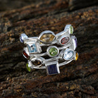 Multi Stone multiple Moroccan 925 Silver multicolor Gems Eye catching Cocktail Ring Jewellery