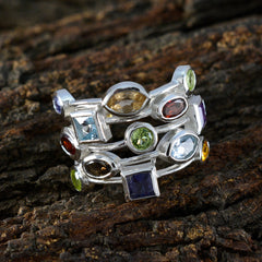 Multi Stone multiple Moroccan 925 Silver multicolor Gems Eye catching Cocktail Ring Jewellery
