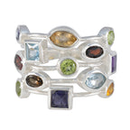 Multi Stone multiple Moroccan 925 Silver multicolor Gems Eye catching Cocktail Ring Jewellery