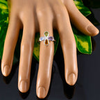 Multi Stone quarter American 925 Silver multicolor Gemstones Dainty Floral Ring Jewelry