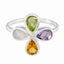 Multi Stone quarter American 925 Silver multicolor Gemstones Dainty Floral Ring Jewelry