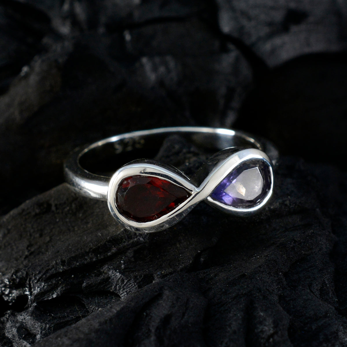 Multi Stone Toi et Moi Turkish 925 Silver multicolor Gemstones Dainty Fairytale Ring Jewellery