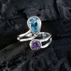 Multi Stone Toi et Moi Egyptian 92.5 Silver multicolor Gemstones Tiny Contemporary Ring Jewelry