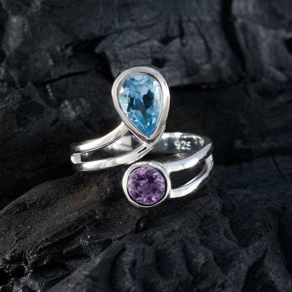 Multi Stone Toi et Moi Egyptian 92.5 Silver multicolor Gemstones Tiny Contemporary Ring Jewelry
