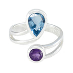 Multi Stone Toi et Moi Egyptian 92.5 Silver multicolor Gemstones Tiny Contemporary Ring Jewelry