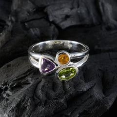 Multi Stone Trilogy African 92.5 Silver multicolor Gemstone Minimal Contemporary Ring Jewellery