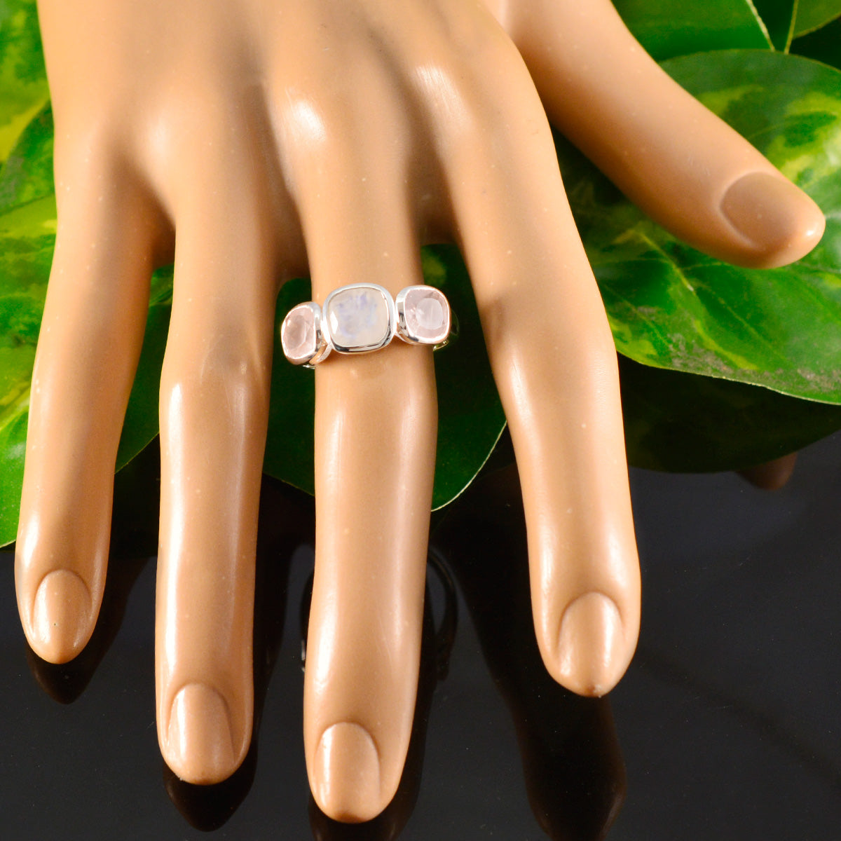 Multi Stone Trilogy Russian 925 Silver multicolor Gems Slim Trendy Ring Jewelry