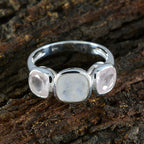 Multi Stone Trilogy Russian 925 Silver multicolor Gems Slim Trendy Ring Jewelry