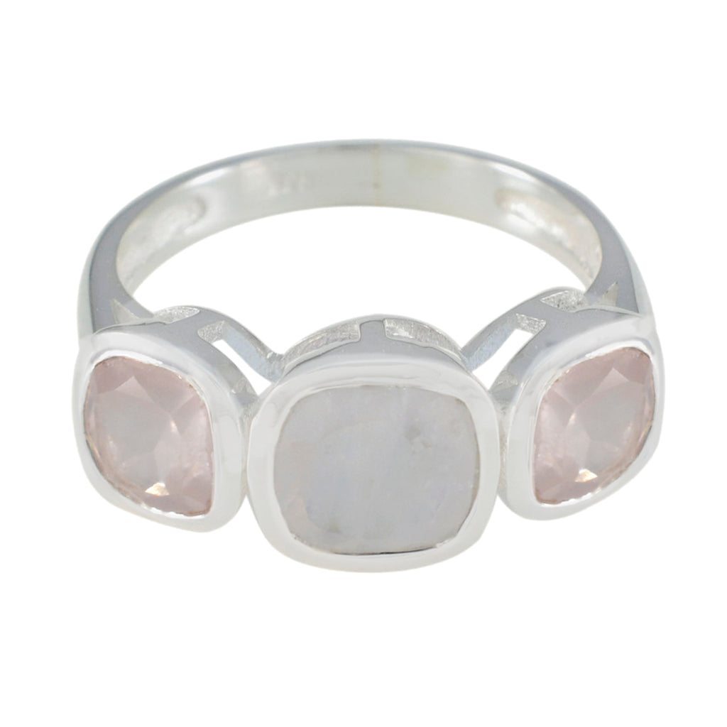 Multi Stone Trilogy Russian 925 Silver multicolor Gems Slim Trendy Ring Jewelry