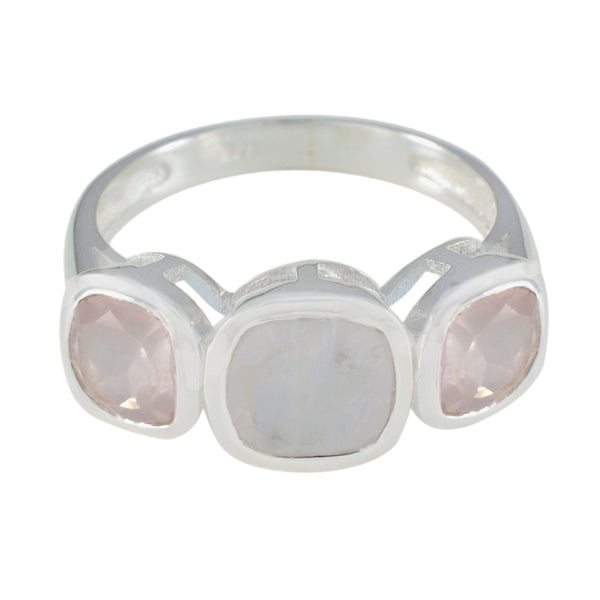 Multi Stone Trilogy Russian 925 Silver multicolor Gems Slim Trendy Ring Jewelry