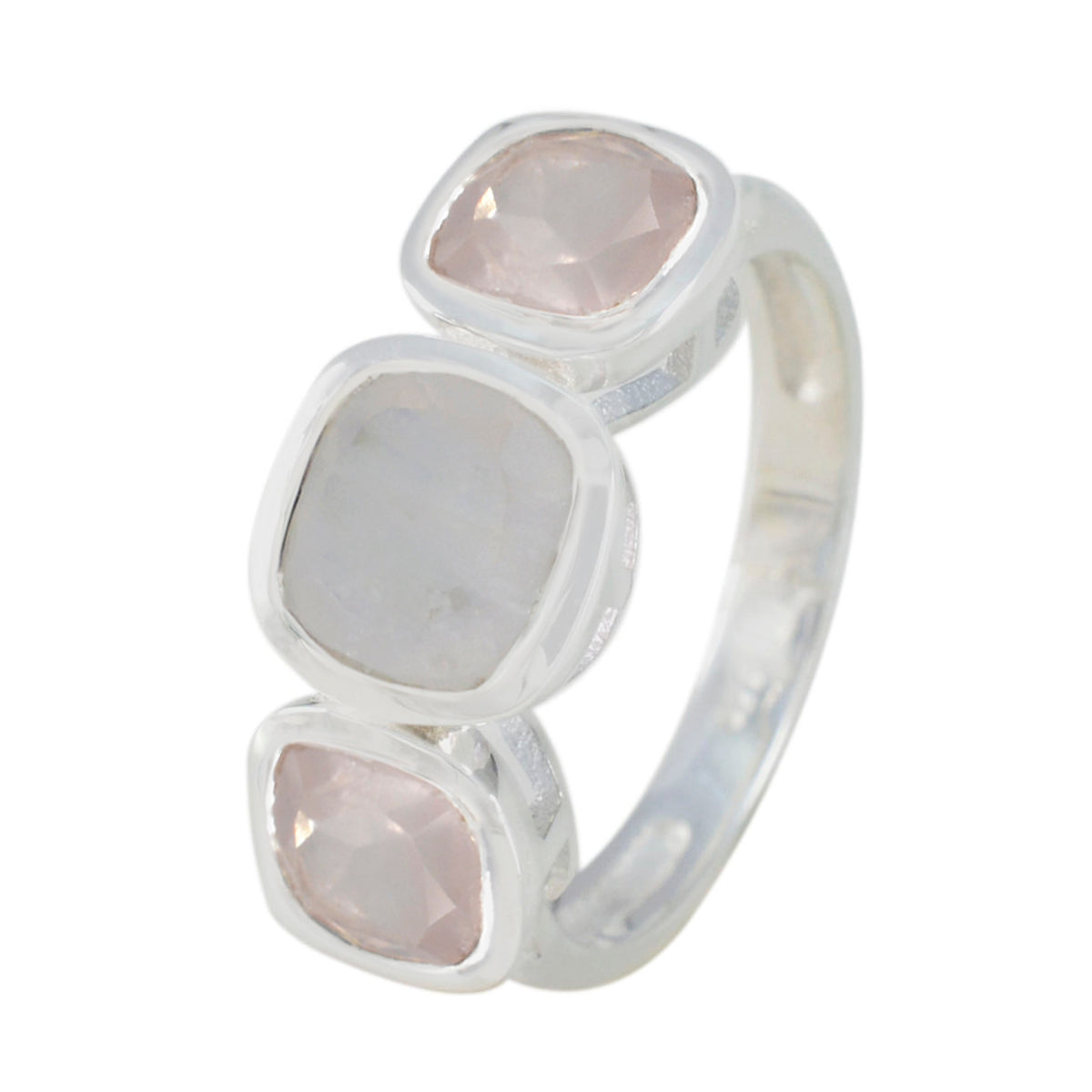 Multi-Stein-Trilogie, russischer 925er Silber, mehrfarbige Edelsteine, schmaler, trendiger Ring Zweitbild