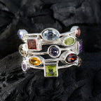 Multi Stone multiple Egyptian 92.5 Silver multicolor Gemstone Eye catching Cocktail Ring Jewelry