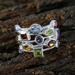 Multi Stone multiple Egyptian 92.5 Silver multicolor Gemstone Eye catching Cocktail Ring Jewelry