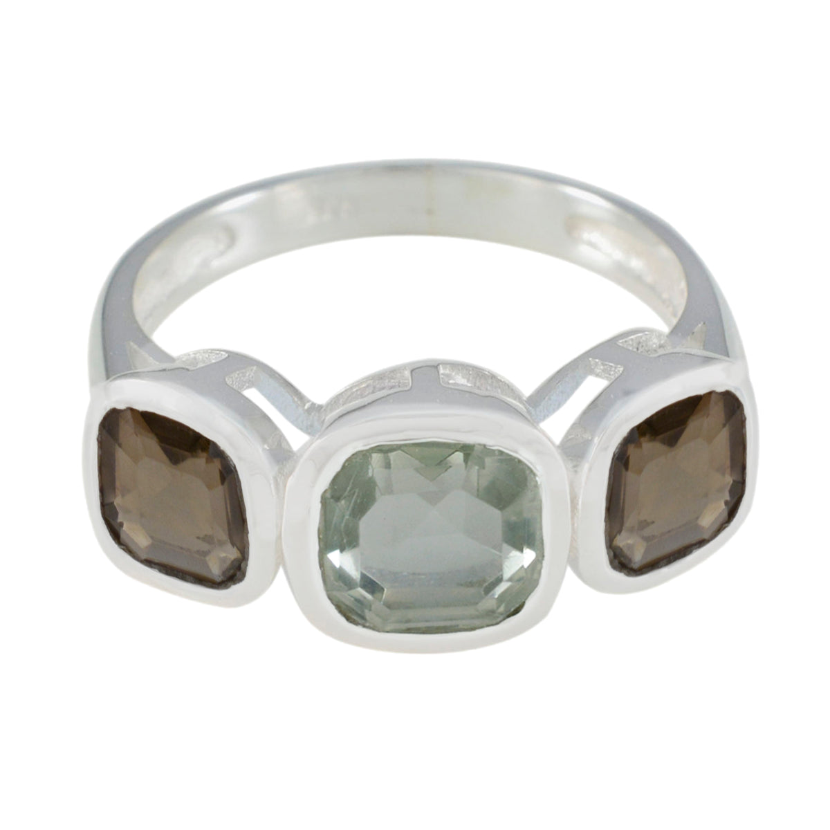 Multi Stone Trilogy Moroccan 92.5 Silver multicolor Gemstone Slim Cultural Ring Jewellery