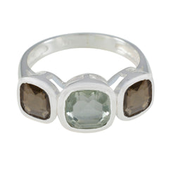 Multi Stone Trilogy Moroccan 92.5 Silver multicolor Gemstone Slim Cultural Ring Jewellery