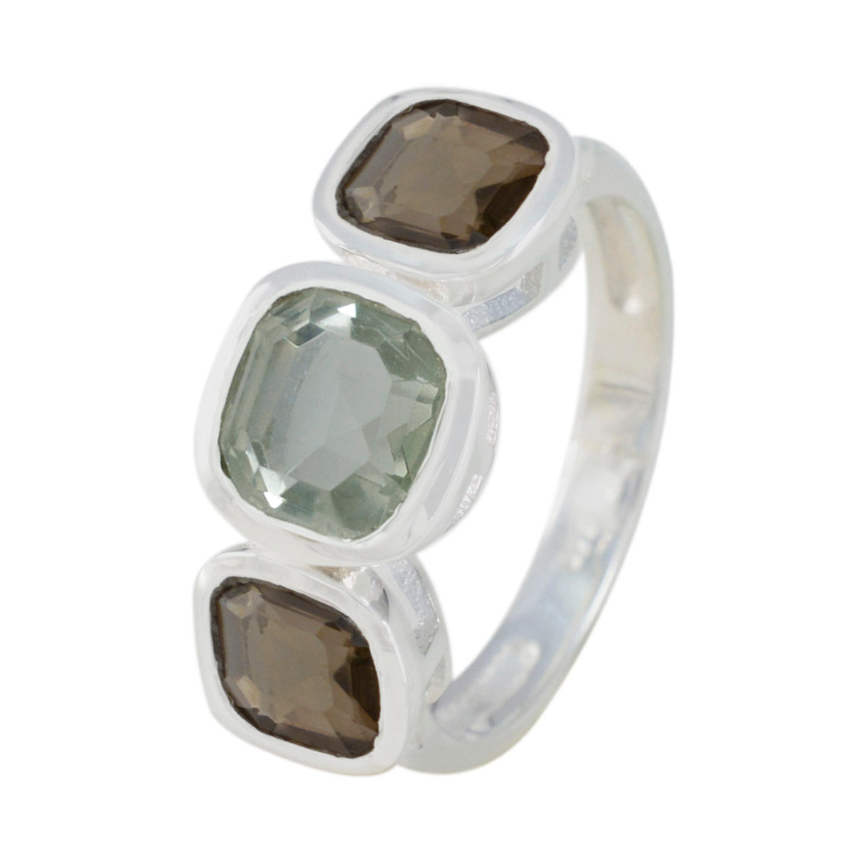 Multi Stone Trilogy Marokkaanse 92,5 zilveren veelkleurige edelsteen slanke culturele ring sieraden Secundaire afbeelding