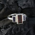 Multi Stone Trilogy Moroccan 92.5 Silver multicolor Gemstone Featherlight Graceful Ring Jewelry