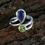 Multi Stone Toi et Moi German Silver multicolor Gemstone Tiny Trendy Ring Jewelry