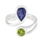 Multi Stone Toi et Moi German Silver multicolor Gemstone Tiny Trendy Ring Jewelry