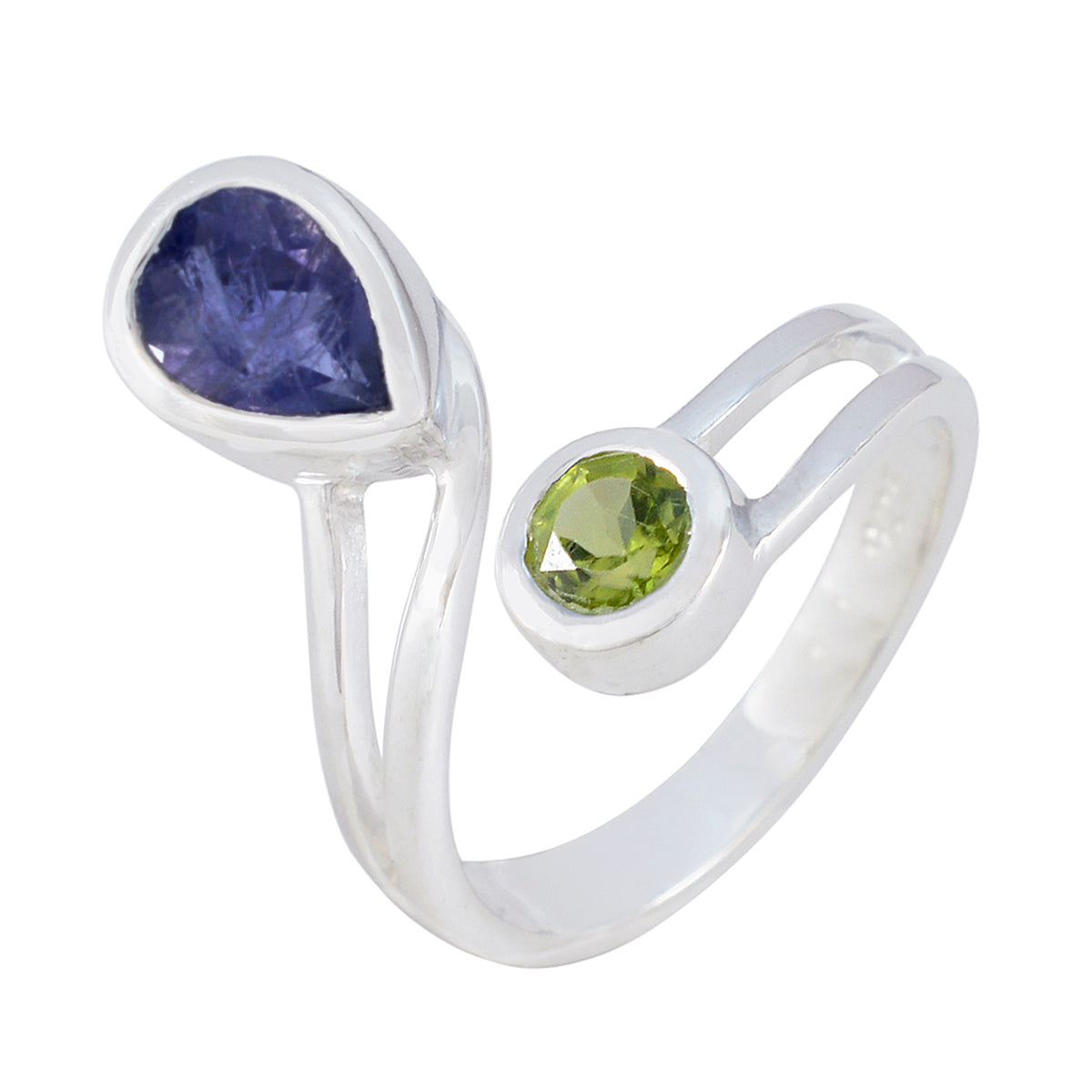 Multi Stone Toi et Moi German Silver multicolor Gemstone Tiny Trendy Ring Jewelry