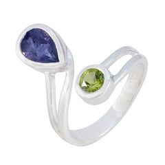 Multi Stone Toi et Moi German Silver multicolor Gemstone Tiny Trendy Ring Jewelry