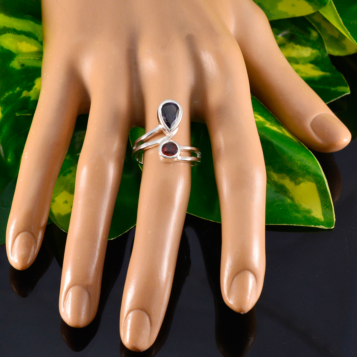 Multi Stone Toi et Moi Indian Sterling Silver multicolor Gemstones Tiny Cultural Ring Jewellery