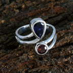 Multi Stone Toi et Moi Indian Sterling Silver multicolor Gemstones Tiny Cultural Ring Jewellery