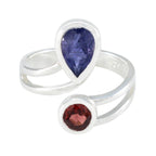 Multi Stone Toi et Moi Indian Sterling Silver multicolor Gemstones Tiny Cultural Ring Jewellery