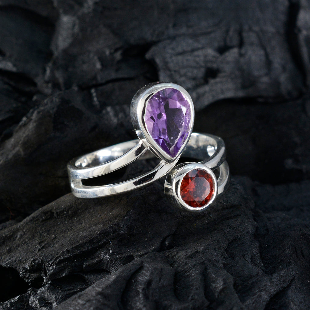Multi Stone Toi et Moi African 925 Silver multicolor Gems Tiny Boho Ring Jewelry