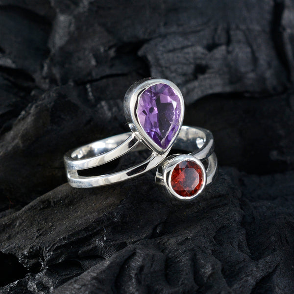 Multi Stone Toi et Moi African 925 Silver multicolor Gems Tiny Boho Ring Jewelry