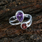 Multi Stone Toi et Moi African 925 Silver multicolor Gems Tiny Boho Ring Jewelry