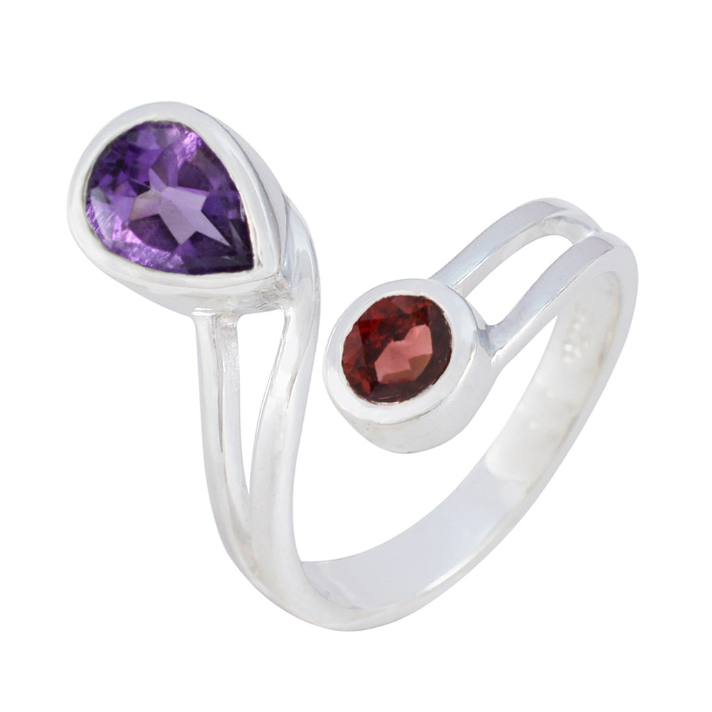 Multi Stone Toi et Moi African 925 Silver multicolor Gems Tiny Boho Ring Jewelry