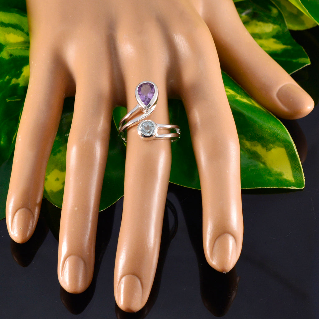 Multi Stone Toi et Moi Moroccan 925 Sterling Silver multicolor Gemstones Tiny Romantic Ring Jewelry